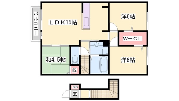 東姫路駅 徒歩19分 2階の物件間取画像